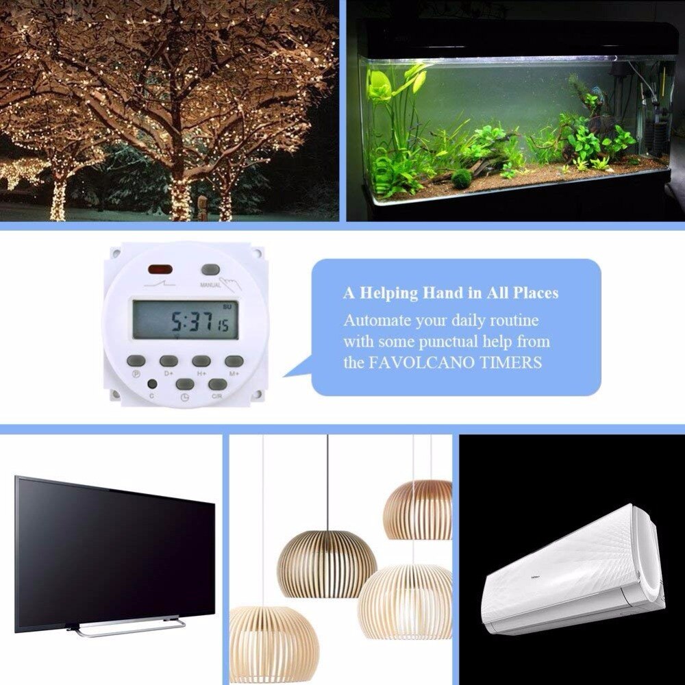 CN101 AC110V Digital Round LCD Power Programmable Timer Time Relay 16A Switch Support 17-times Daily Weekly Program Switch