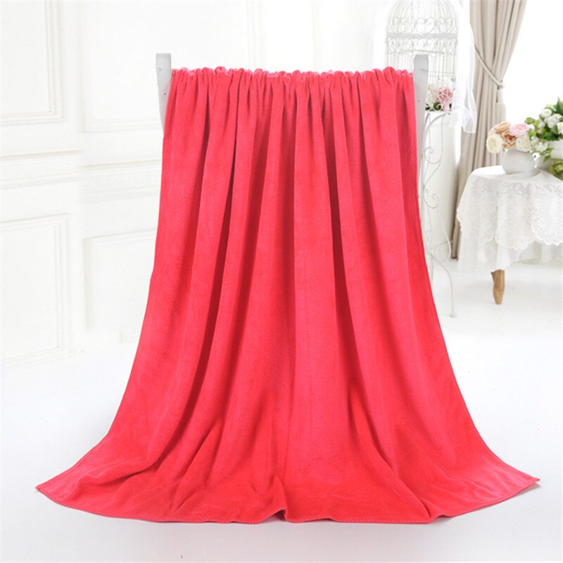 Toalla de baño de microfibra de 17 colores, toalla de playa 140*70cm 310g supersuave, lisa, para gimnasio, de secado rápido, para baño de adultos.: Rosa roja