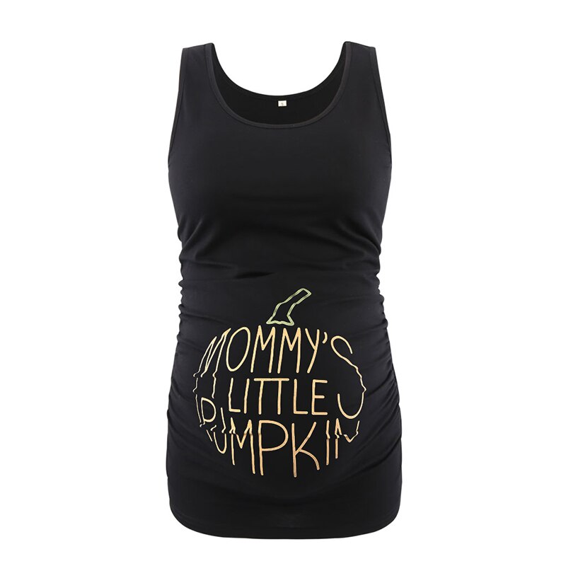 Gravid halloween basic linnen solid sida ruched o-hals gravid t-shirt ärmlös supermjuka stretch gravidkläder: L