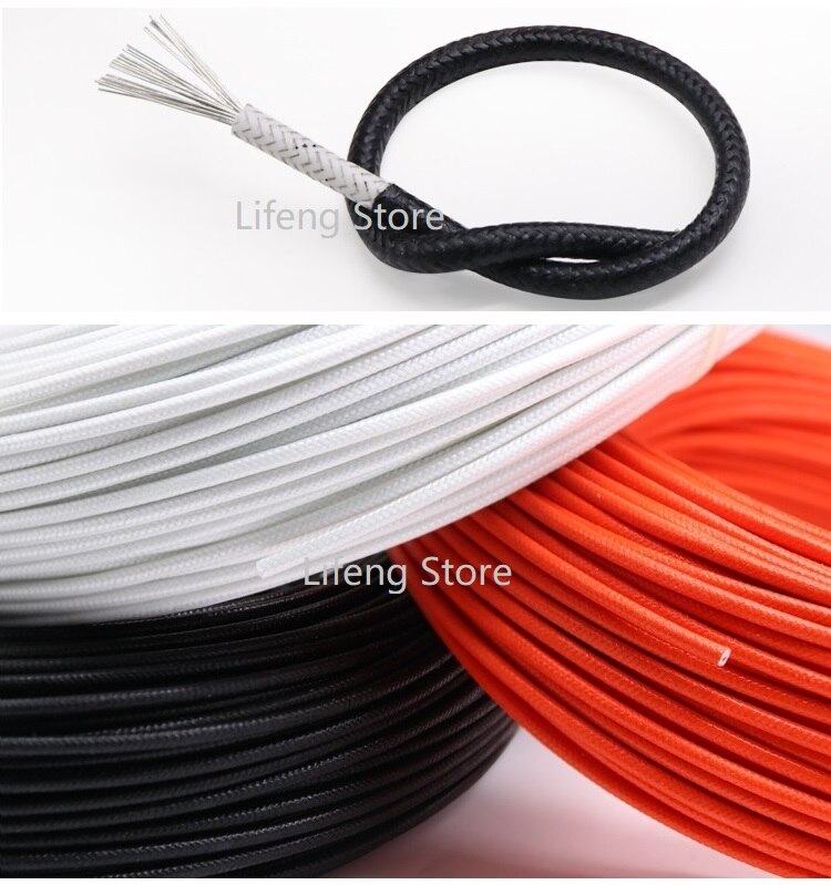 Fiber Braided Silicone Rubber Wire Square 0.75mm Insulated Electric Heating Hotline Cable Copper High Temperature Carbon Warm