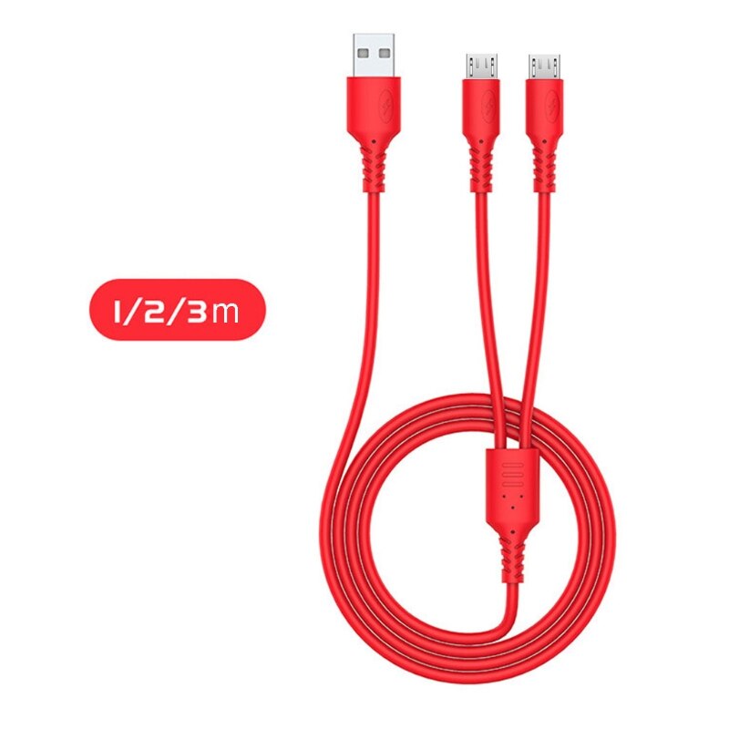 Podwójny kabel danych Micro USB 3/2/1 M szybkie ładowanie telefonu kabel dwa w jednym kabel ładujący do telefonów komórkowych/tabletów