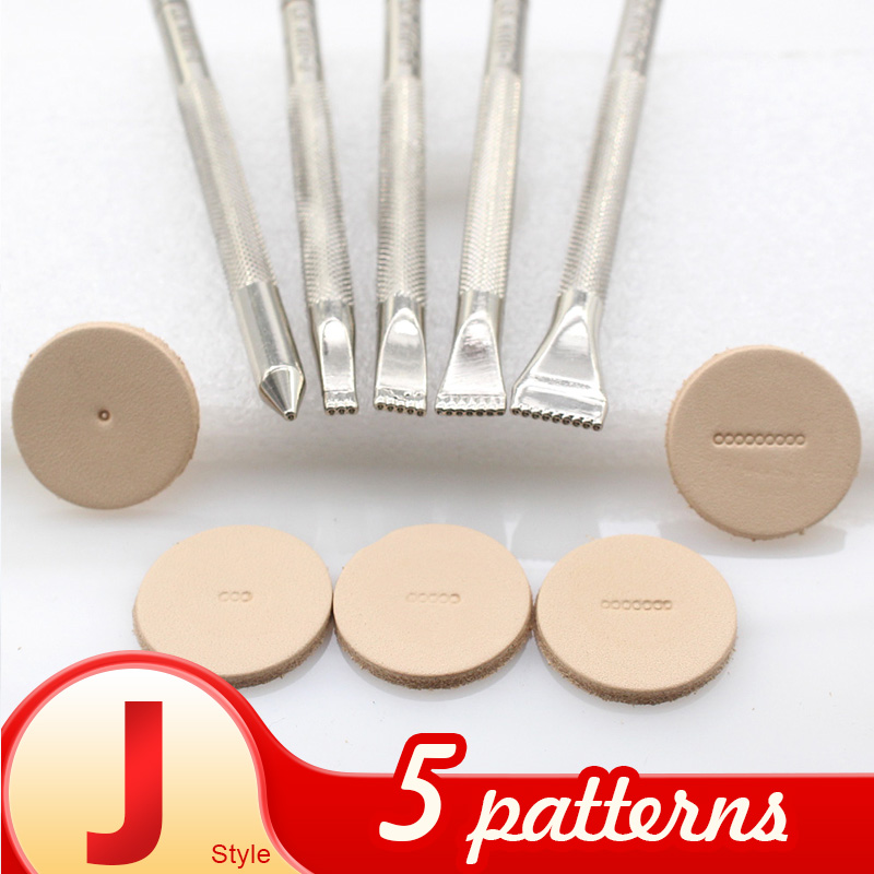 Leather Different Shape Stamp Punch Set Saddle Making Tools for Leather Craft Working Moon Flower Butteryfly Shape Stamping Kit: 5 Pcs Set