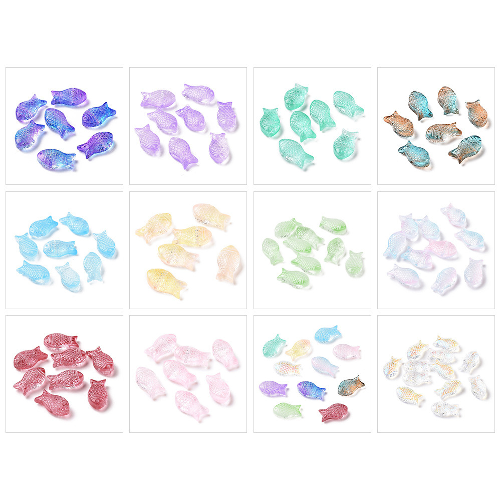 8x15mm Small Fish Shape Handmade Colorful Glass Loose Beads For Jewelry Making Diy Earring Bracelet Necklace 20pcs
