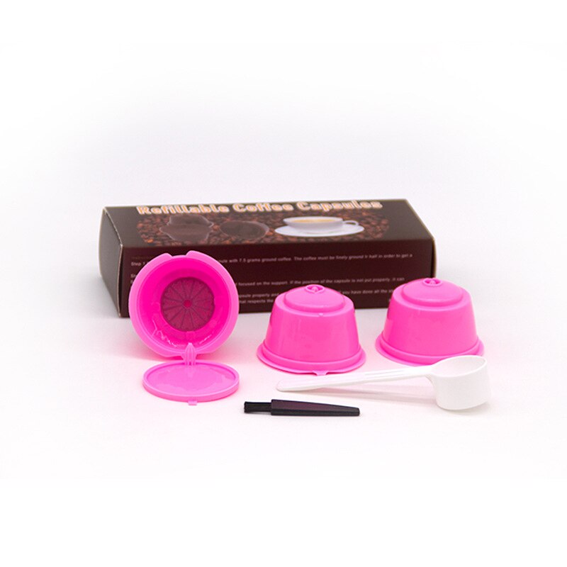 3 Pcs Herbruikbare Koffie Capsule Filter Cup Voor Nescafe Dolce Gusto Hervulbare Caps Lepel Borstel Filter Manden Pod Zachte Smaak zoete