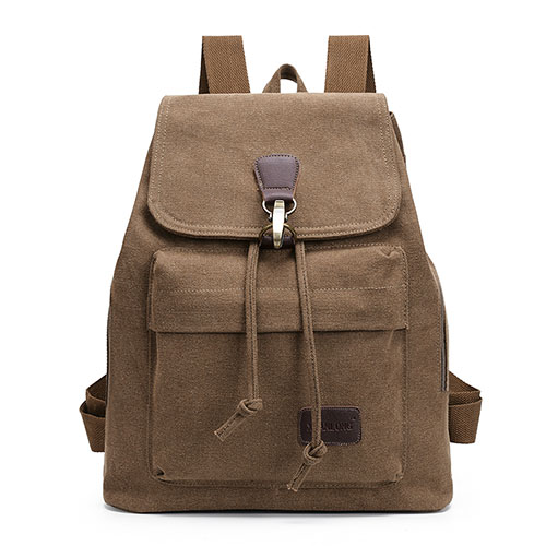 Chuwanglin shelves women's canvas backpack vintage school backpacks feminine Laptop backpack travel bags C1031: brown