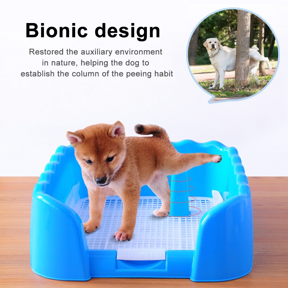 Bandeja portátil para baño para perros mascota, inodoro con rejilla para mascotas, con valla, poste para orinar, producto para orinal de Mascota, accesorios para perros de 2 tamaños