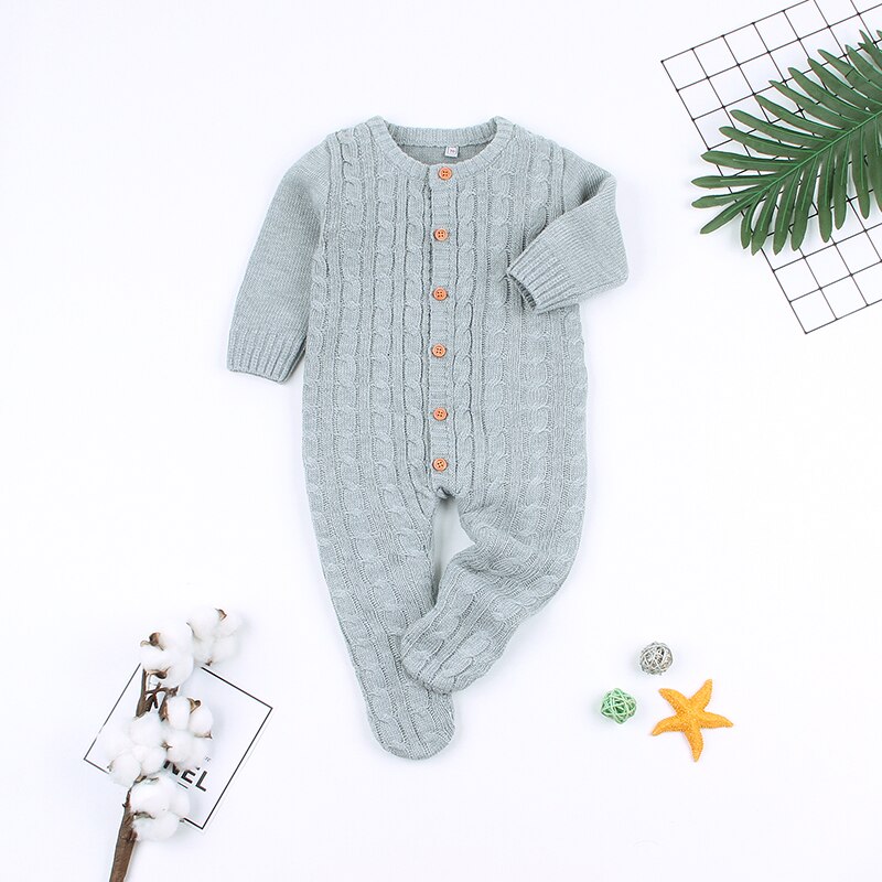 Herfst Baby Baby Meisjes Lange Mouw Gebreide Solid Print Rompertjes Kinderen Jongens Bodysuit Jumpsuit Aankomst