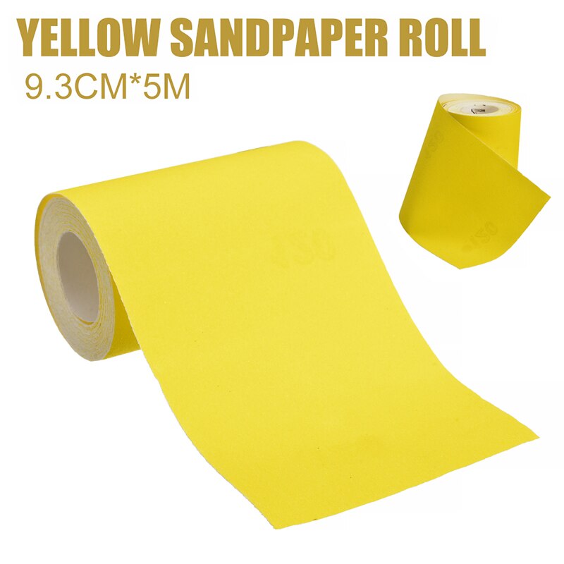 5M Grit 120 Fast Sandpaper Polishing 1pc Yellow Aluminium Oxide Sanding Paper Roll Woodwork Metalwork Hand Grinding Tool