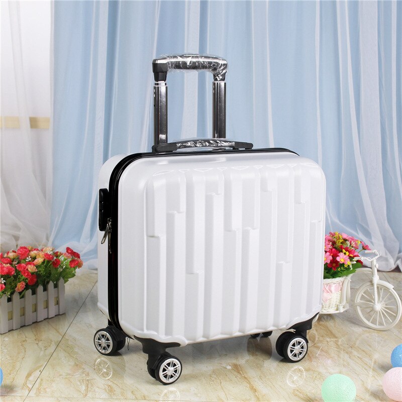 Mute Universele Wiel Kofferbak Mini Cabine Unisex Kleine Trolley Case Wachtwoord Koffer 18 Inches Trolley Abs Hars: white