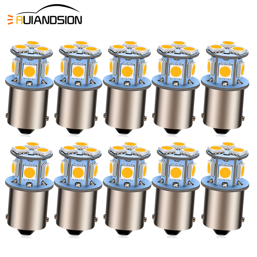 RUIANDSION 10Pcs S25 1156 BA15S P21W LED BAU15S PY21W 6V 12V 24V Car Turn Signal Light Truck Reversing Lamp Motorcycle Tail Bulb