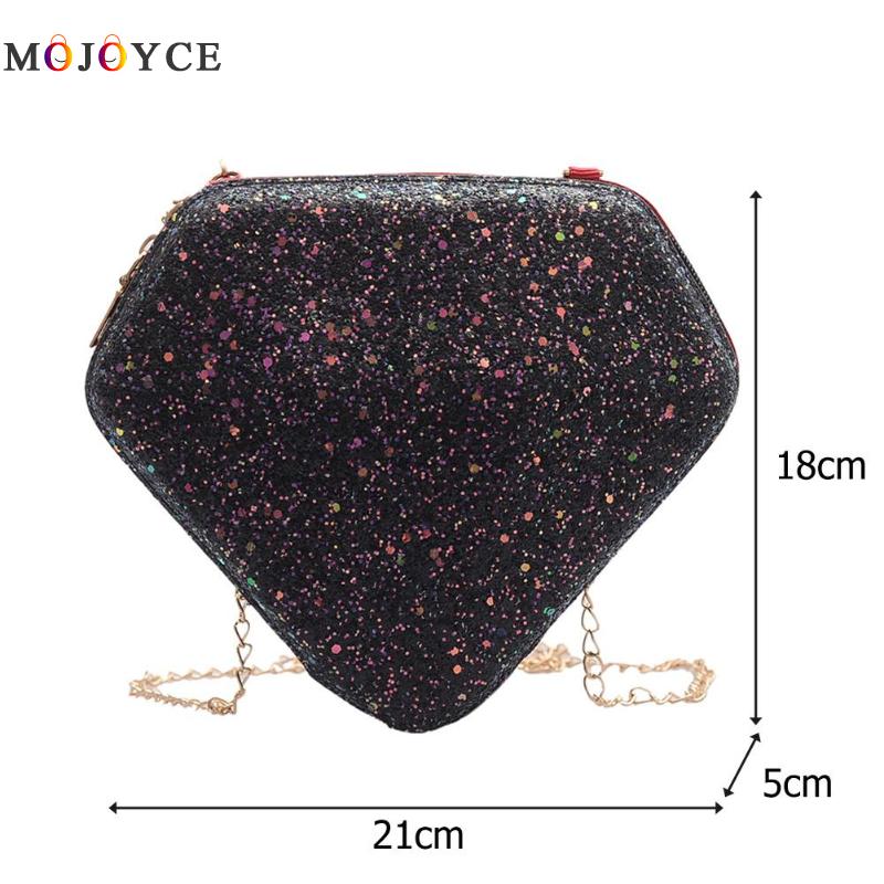 dames paillettes dur diamant en forme de sac de messager paillettes en cuir PU petite chaîne sacs à bandoulière pour les femmes