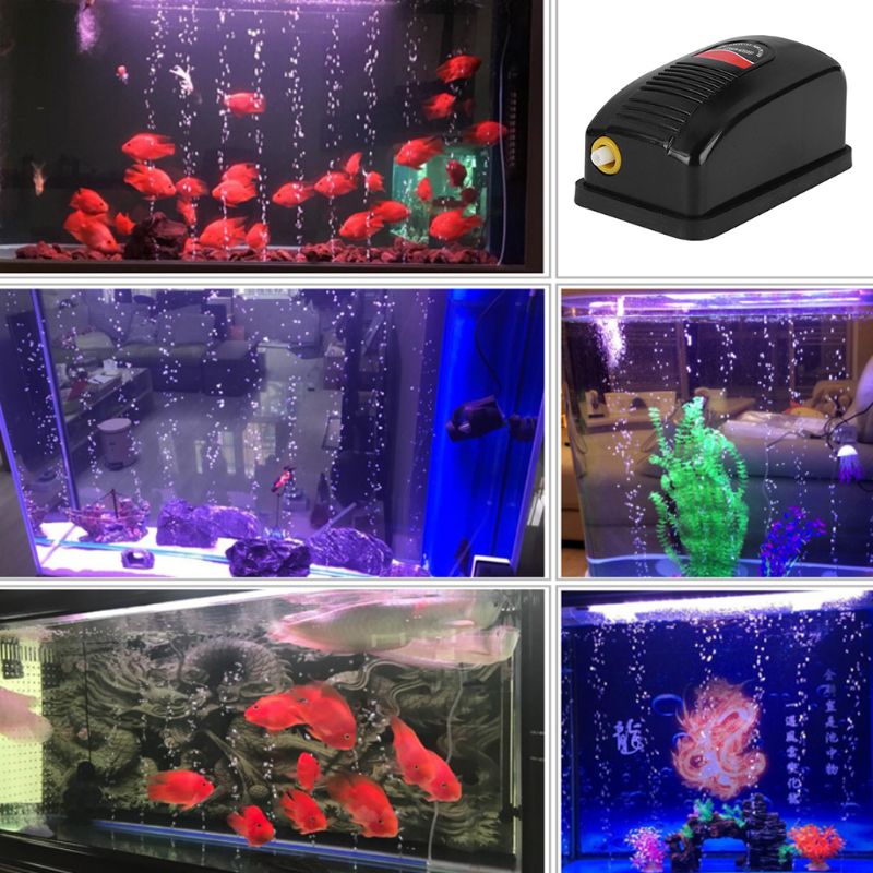 Energieffektiv akvarie ilt fisk luftpumpe mini ultra lydløs belufter eu stik  k1mf