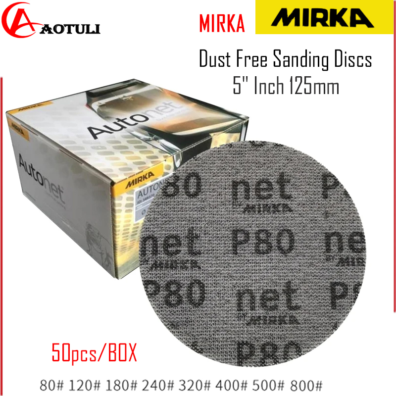 MIRKA maille papier de verre 5In 125mm disque de meulage abrasif sans poussière disques de ponçage Net papier de verre Anti-blocage 80-800Grit douleur de voiture
