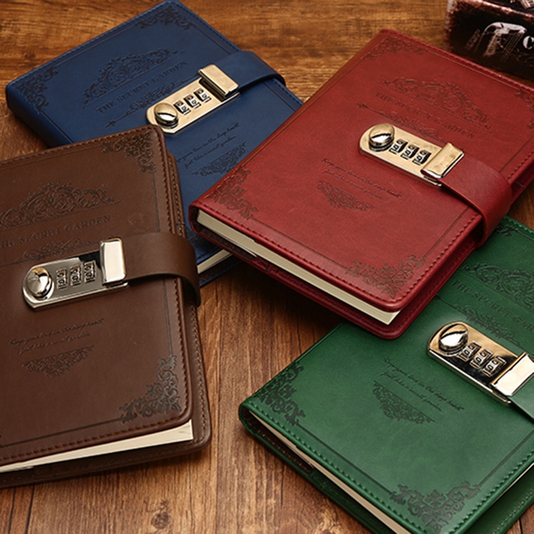 Retro vintage notesbog adgangskode bog planner kontor dame privatliv van gogh kode bog beskyttelse papirvarer