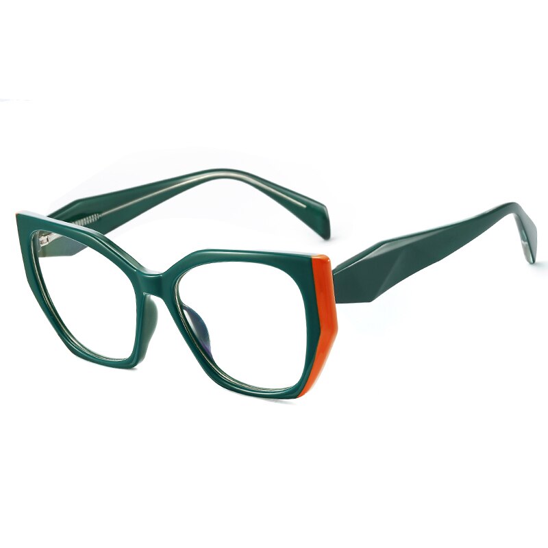 Luxury Eyeglass Frames For Women Cat Eye Brand Computer Glasses Frame TR90 Optical Anti Blue Light Eyeglasses: Green