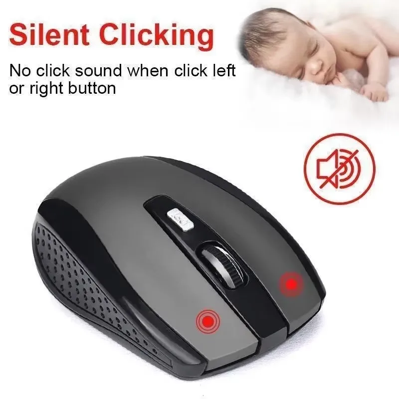 Draadloze muis voor laptop en desktopcomputers met USB-ontvanger 2,4 GHz optische tracking