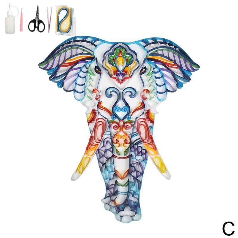 DIY Paper Art Parrot Animal Quilling Paper Set Craft Paper Quilling Kit Home Decor 3D Origami Collage Quilling Tools Set: C