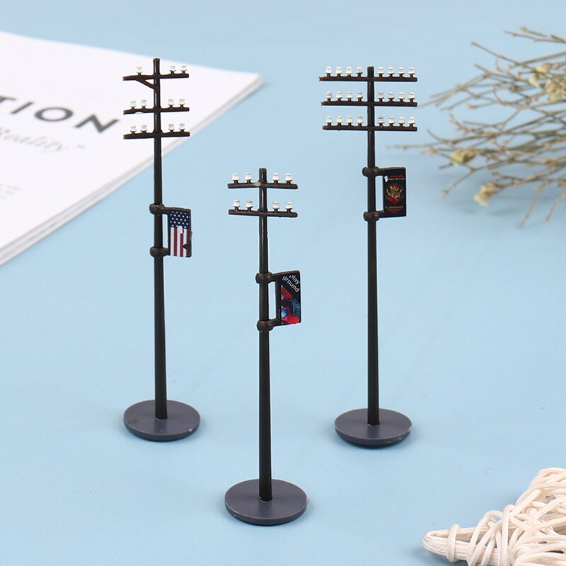 3 pcs/set 1:87 Mini Electric Line Pole for Train Railways Street Doll House Decoration toys