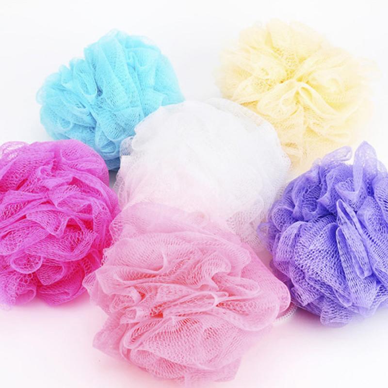Mini esponja de burbujas de cuerpo suave para baño, estropajo de nailon, Bola de red de malla para limpieza, esponja de baño, flor de ducha multicolor