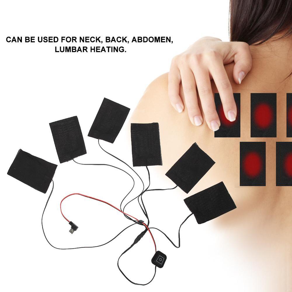 1 Set USB Electric Heated Jacket Heating Pad Outdoor Themal Warm Winter Heating Vest Pads For DIY Heated Clothing 6 sheet ED