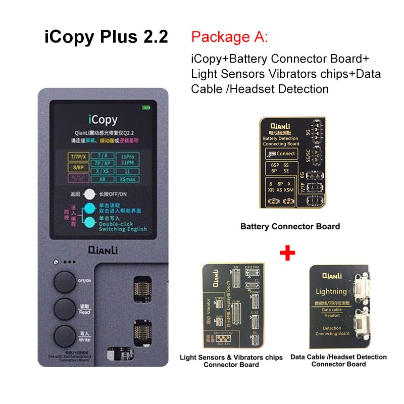 Qianli icopy mais programador de reparo da cor original da tela lcd para o telefone 11 pro max xr xs 8p 8 7p 7 vibração/reparo do toque