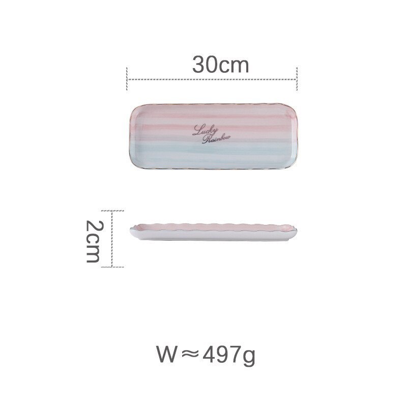 Kleur Veranderende Rechthoek Keramische Plaat Nordic Vierkante Porselein Glazuur Diner Plaat Pasta Cake Dessert Dienblad Huishouden Gerechten Plaat: 30cm Rectangle