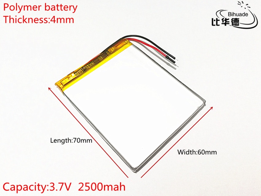 Frete grátis 1 pçs/lote 3.7 V 2500 mAh 406070 células de Bateria LiPo De Polímero De Lítio Recarregável Para GPS PAD PSP Vedio