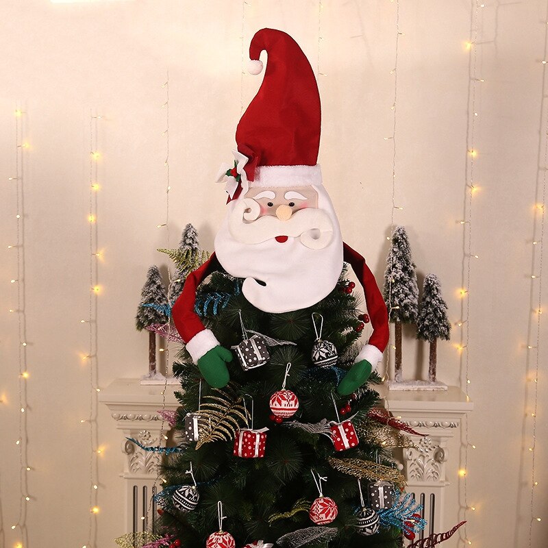 Winter Leuke Kerstboom Kerstman Sneeuwpop Hoed Ornamenten Toppers Huishouden Woonkamer Doek Stof Xmas Decoraties