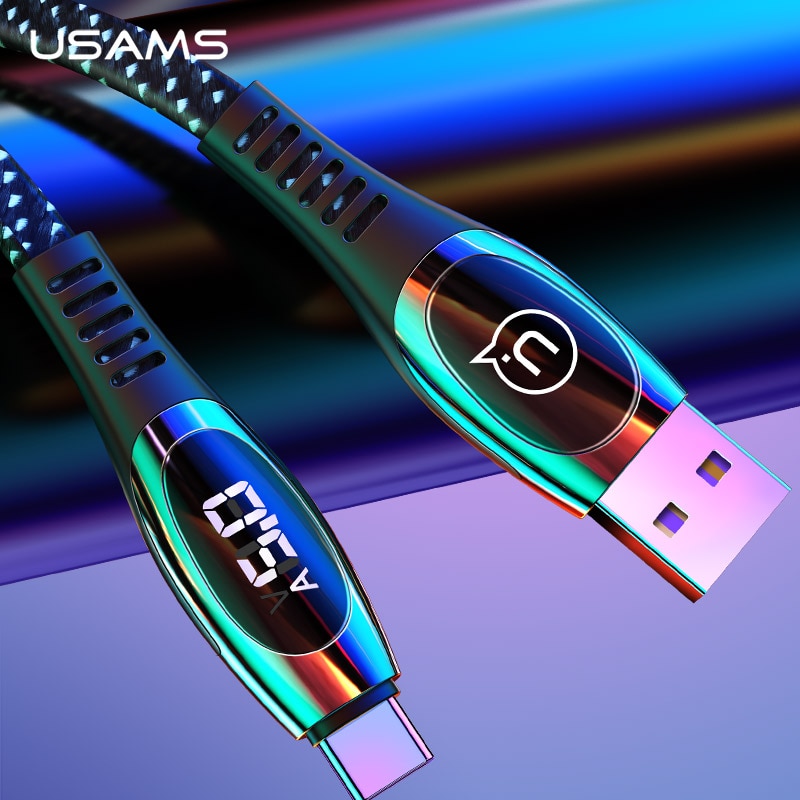 USAMS LED Display USB C Kabel 5A Quick Charge Typ C Kabel für Huawei P10 P20 P30 Mate 9 10 20 Smart Ladekabel Typ-C Draht