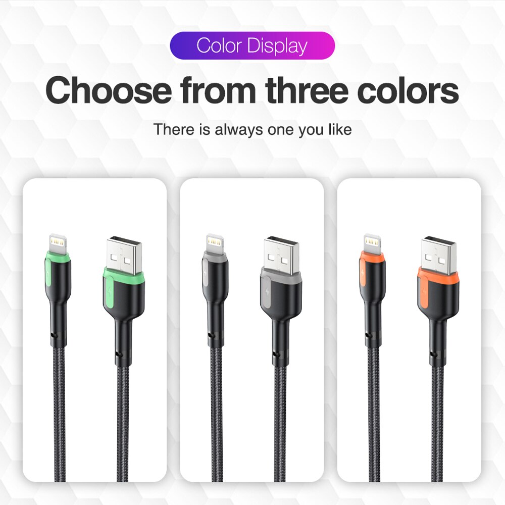 Câble USB tressé en Nylon pour recharge rapide et transfert de données, cordon de chargeur pour iPhone 12 13 11 Pro Max X XR XS 6S 7 8 Plus 1m 2m 3m