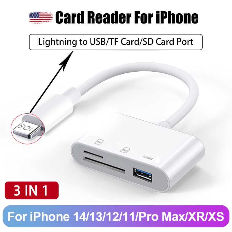 8 in 1 SD-kaartlezer USB HUB voor iPhone iPad MacBook Lightning/USB/Type C naar SD TF-kaart Geheugenlezer Flash Drive OTG-adapter: Bruin
