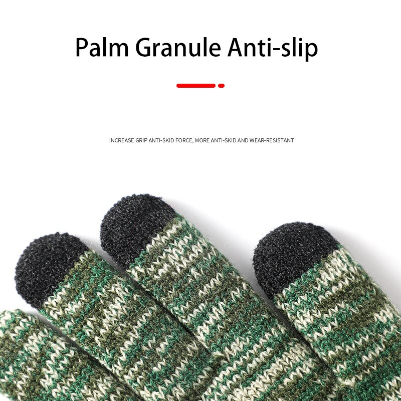 Guanti da uomo in maglia di grandi dimensioni antiscivolo autunno inverno velluto stampa termica tocco schermo guanto da guida elastico maschile morbido e caldo