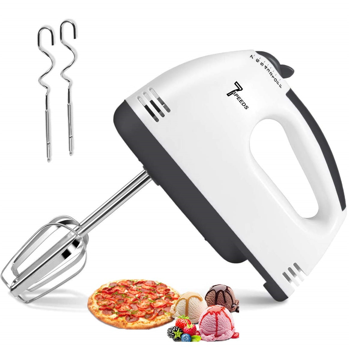 7 Speed Hand Mixer Electric Portable Kitchen Hand Held Dough Mixer Multifunctionele Immersion Blender Whisk for Food Whipping