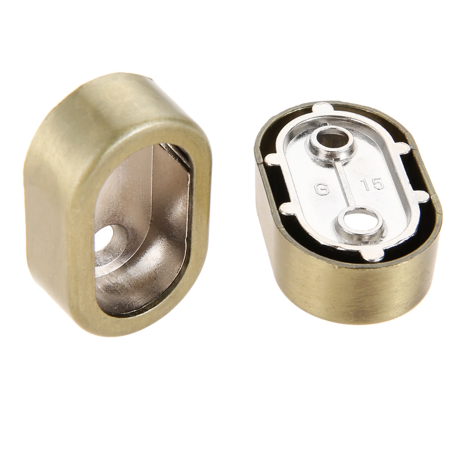 2Pcs 15-16mm Diameter Zinc Alloy Oval Closet Pole Socket Wardrobe Flanges Rod Tube Holder Shower Curtain Rod End Support Bracket