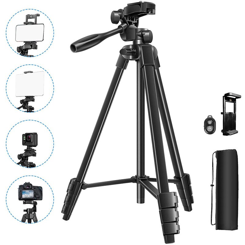53-Inch Telefoon Statief, Statief Mirrorless Camera 'S, Met Bluetooth Afstandsbediening, Telefoon Statief, draagtas