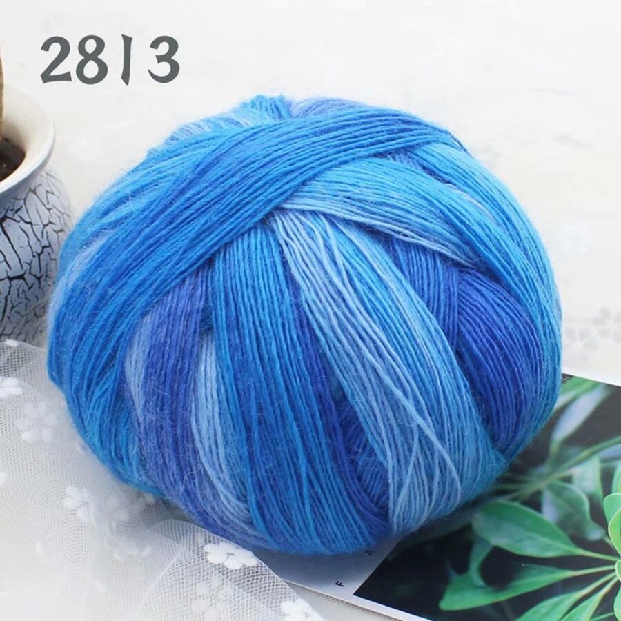 Long Dyed Magic Yarn Ball 800 meters Wool Rainbow Thread for Hand Knitting Shawl Scarf Gradient Crochet Yarn: 2813