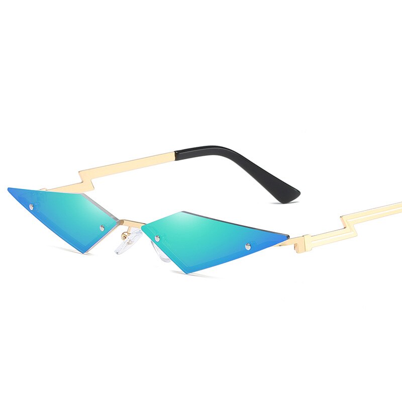 gafas de sol de ojo de gato para mujer, gafas de sol sin montura de Metal Vintage, gafas de sol de de para mujer, gafas triangulares UV400: C04