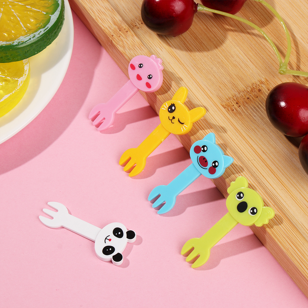 7 Stks/set Cartoon Mini Dier Boerderij Voedsel Fruit Picks Kinderen Snack Cake Dessert Vorken Lunch Accessoires Keuken Party Decor