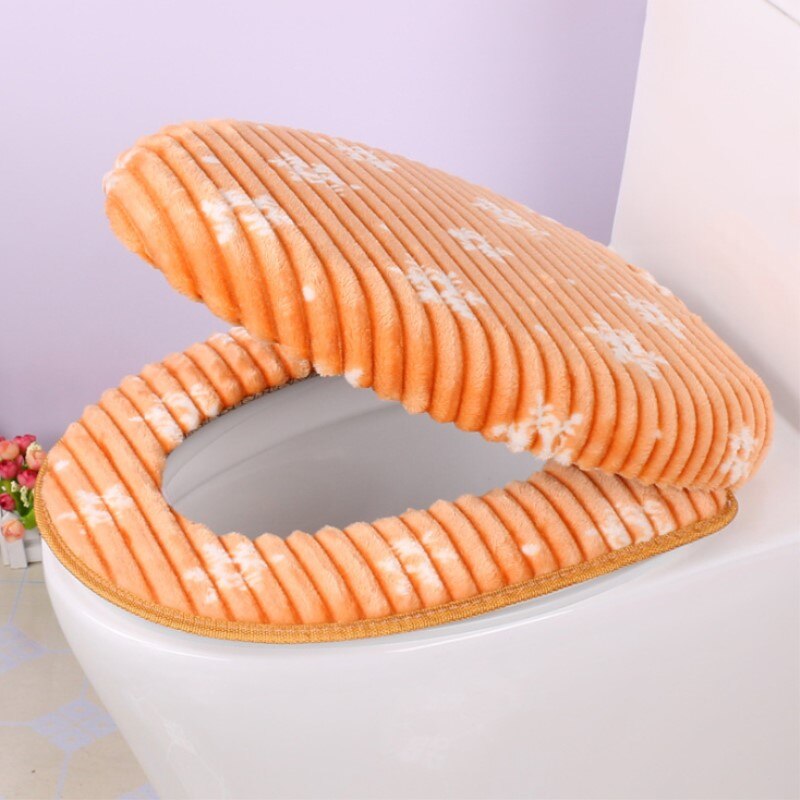 Badeværelse værktøj efterår / vinter to stykker snefnug toilet sædeovertræk varmt betræk toilet sæde bomuld rejsesæt: Orange