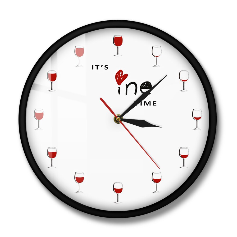 It's Wine Time Wall Clock Alcohol Wine Glass Decorative Red Wine Clock Watch Liquor Timepiece Restaurant Wine Drinker Lover