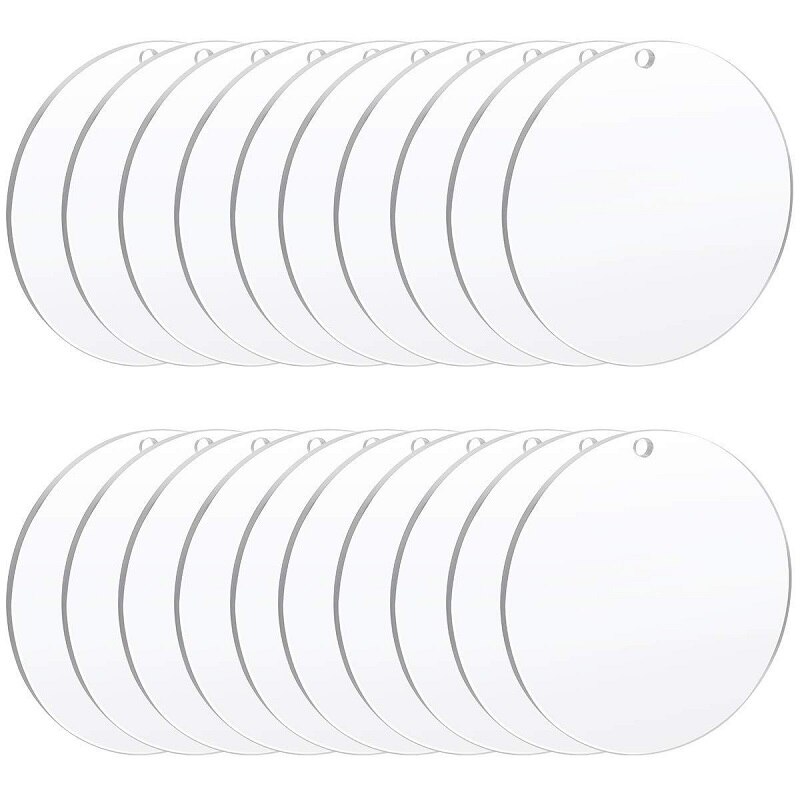 20/30/40PCS Round Clear Circle Acrylic Sheet Blank Acrylic Clear Plastic Disc for Children DIY Painted Art Project 2/3mm Thick