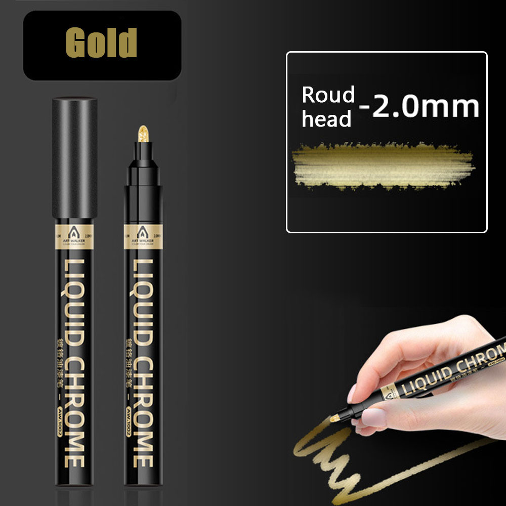 Chrom Spiegel Marker Stift 0,7/1/2mm DIY Reflektierende Kunst Farbe Stift Permanent Farbe Marker Gold Silber bronze Marker Auto Styling: Blau