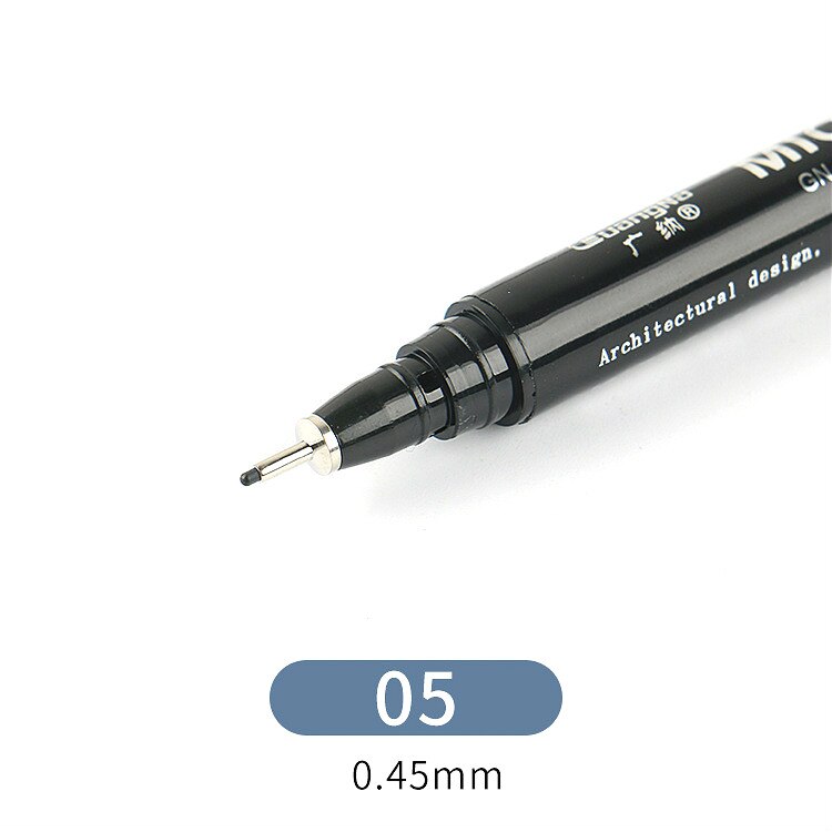 Pigment Liner Ink Paint Brush Marker Pen 0.05 0.1 0.2 0.3 0.4 0.5 0.6 0.8 Different Tip Black Fineliner Sketching Brush Pen Pens: 05