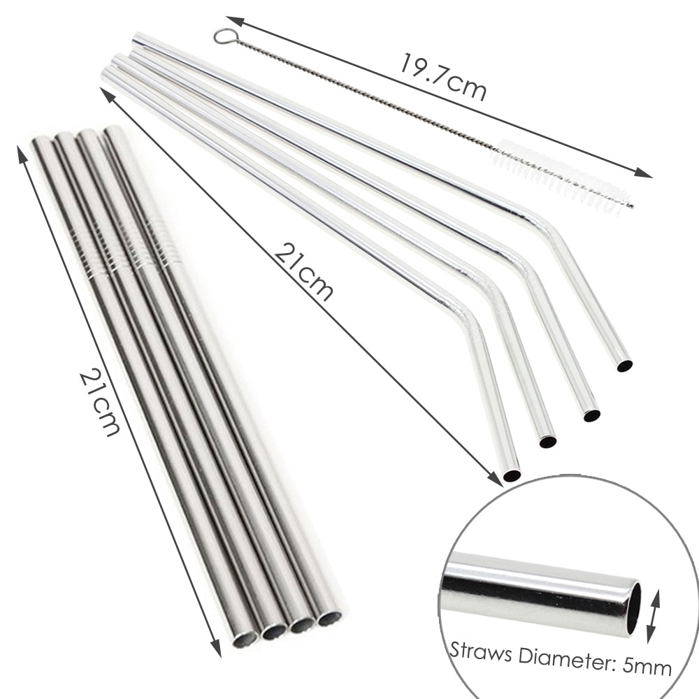 Stainless steel straw suction cup straight curved can be reused beautifully durable and non-toxic easy to clean coffee utensils