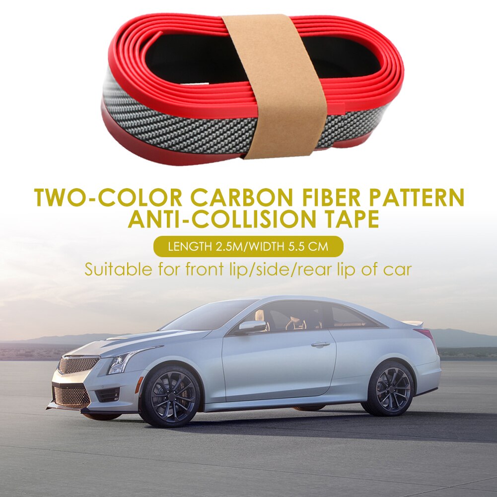 2.5m Universal 3D Rubber Car Auto Front Bumper Lip Protector Carbon Fiber Look Body Kit for Car Safety Protection Accessaries