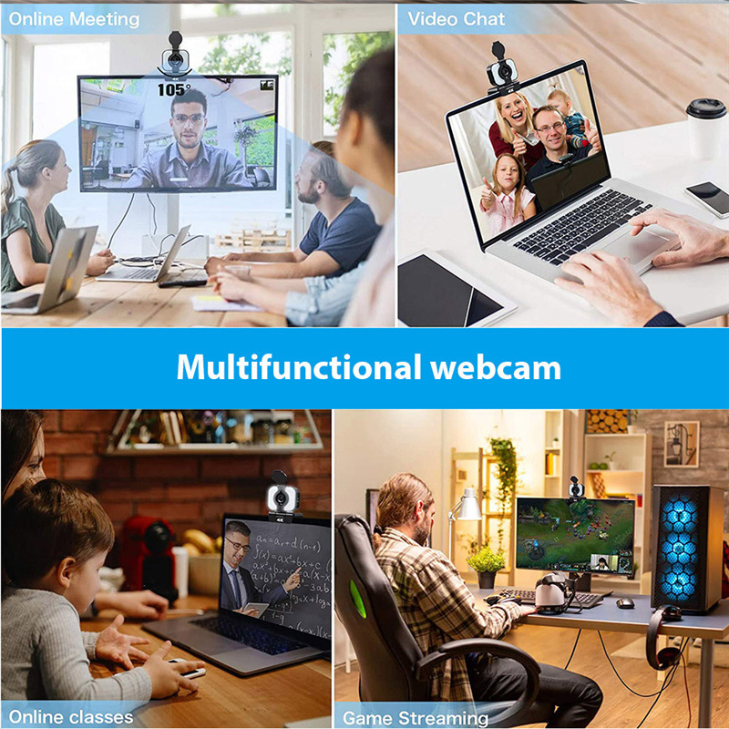 4K Webcam 1080P HD Web Camera With Mic Tripod For PC,Autofocus Fill Light Camera for Live Broadcast Video Calling Conference