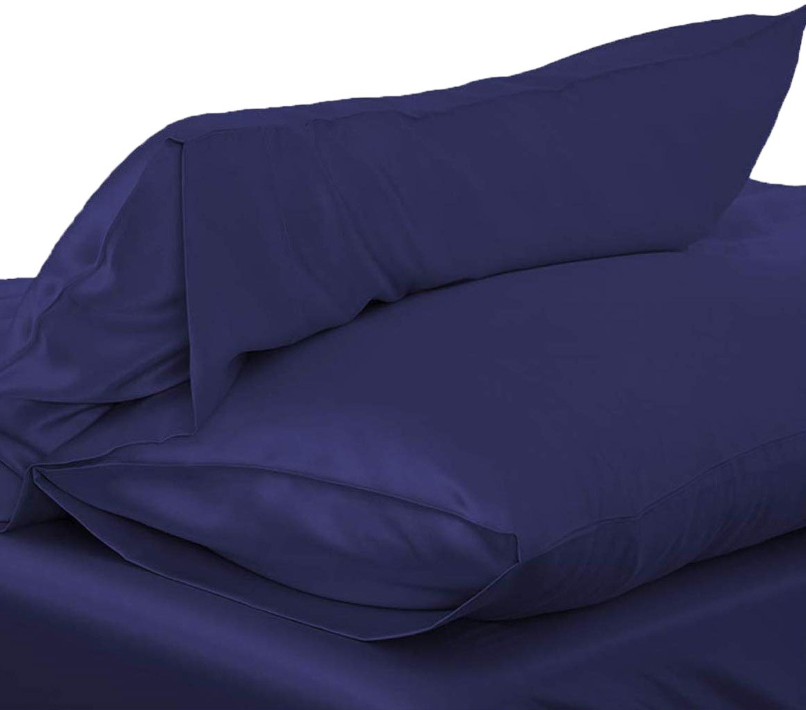 1pc 51*76cm baby sengetøj luksus silkeagtigt satin pudebetræk pudebetræk ensfarvet standard pudebetræk pudebetræk: Blå