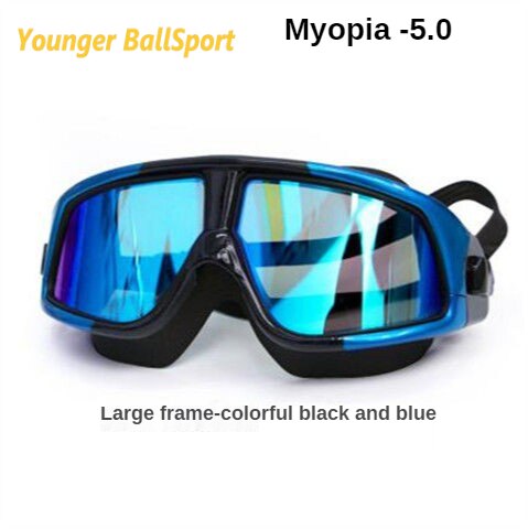 Bijziendheid Zwembril Professionele Siliconen Gear Scuba Duiken Masker Volwassenen Anti-Fog Uv Waterdichte Zwemmen/Dive Mannen Vrouwen bril: blue  black  -5.0