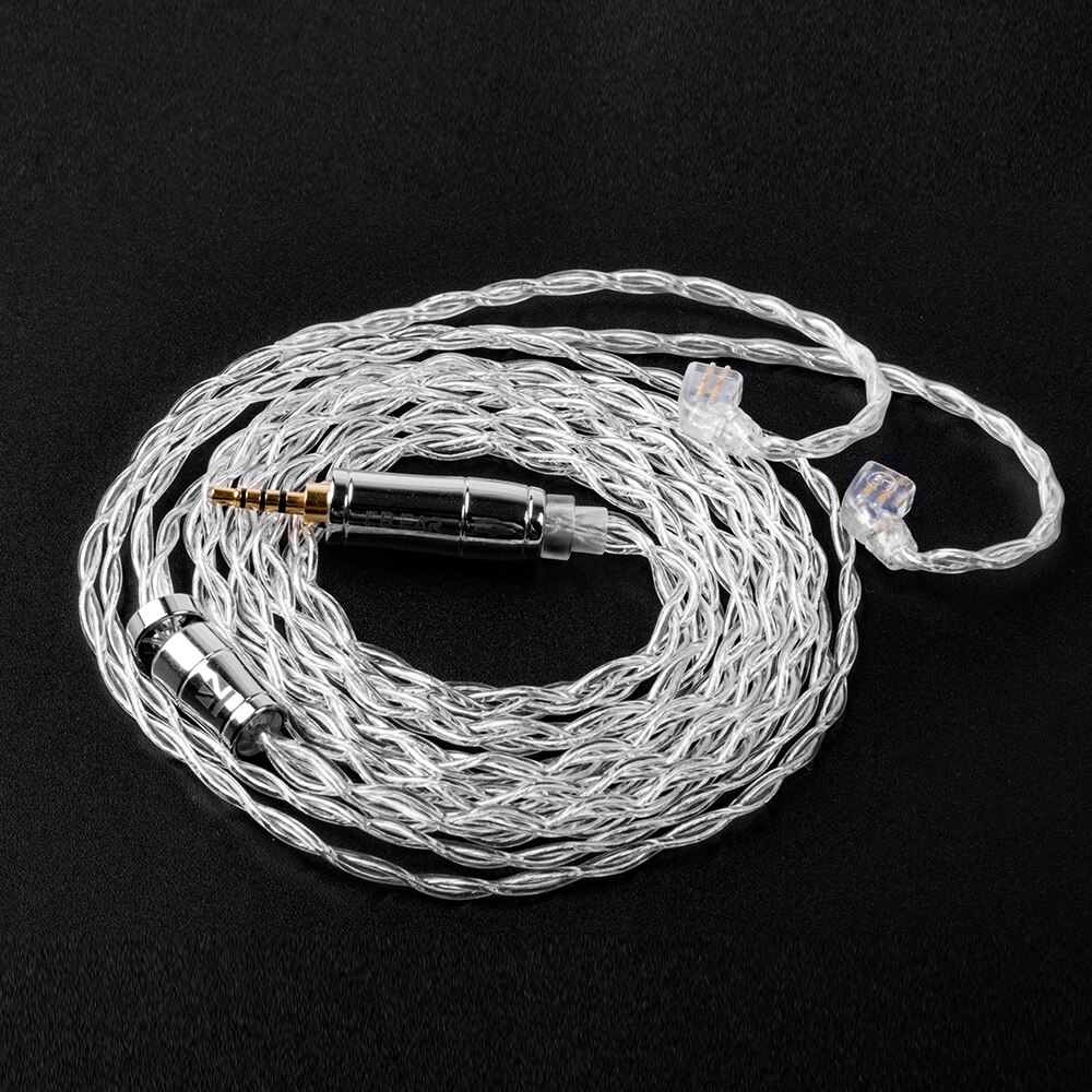 KBEAR Limpid 4 Core 4N 99.99% Purity Silver Earphone Cable with 2Pin/QDC/MMCX/TFZ Connector for KZ ZSX ZS10 PRO ZSN BLON BL03: TFZ 2.5mm