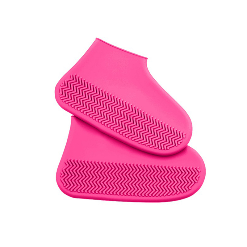 Couvre-chaussures imperméables réutilisables, matériau en Silicone, résistant à l'usure, protège-chaussures, bottes de pluie pour enfants et adultes: Rose / L